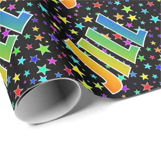 Rainbow Vorname "JILL" + Sterne Geschenkpapier (Rolleneckpunkt)