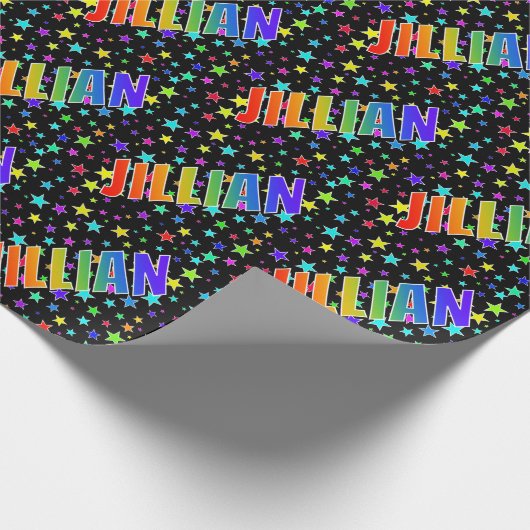 Rainbow Vorname "JILLIAN" + Sterne Geschenkpapier (Ecke)