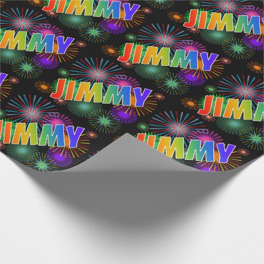Rainbow Vorname "JIMMY" + Fireworks Geschenkpapier (Ecke)