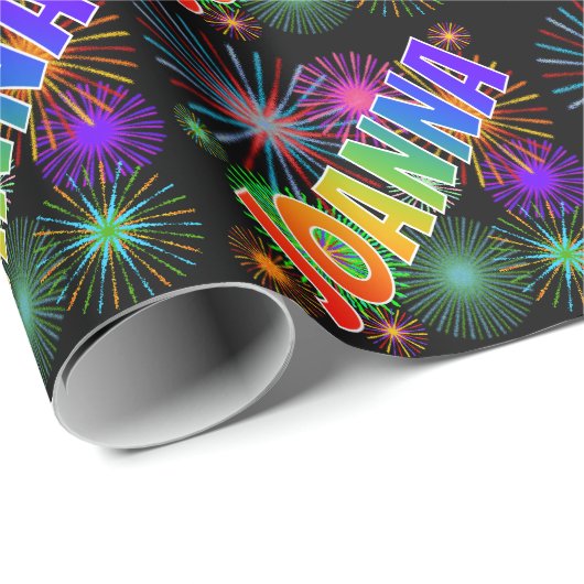 Rainbow Vorname "JOANNA" + Feuerwerk Geschenkpapier (Rolleneckpunkt)