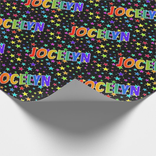 Rainbow Vorname "JOCELYN" + Sterne Geschenkpapier (Ecke)
