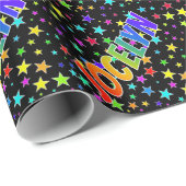 Rainbow Vorname "JOCELYN" + Sterne Geschenkpapier (Rolleneckpunkt)