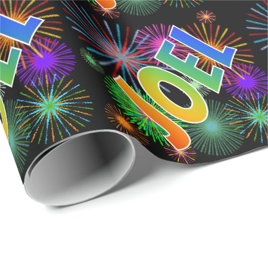 Rainbow Vorname "JOEL" + Feuerwerk Geschenkpapier (Rolleneckpunkt)