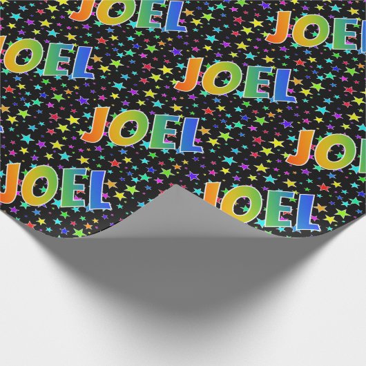 Rainbow Vorname "JOEL" + Sterne Geschenkpapier (Ecke)