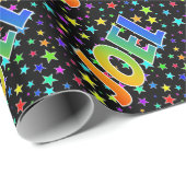 Rainbow Vorname "JOEL" + Sterne Geschenkpapier (Rolleneckpunkt)