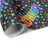 Rainbow Vorname "JOHNNY" + Sterne Geschenkpapier (Rolleneckpunkt)