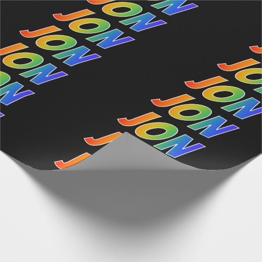 Rainbow Vorname "JON"; Fun & Colorful Geschenkpapier (Ecke)
