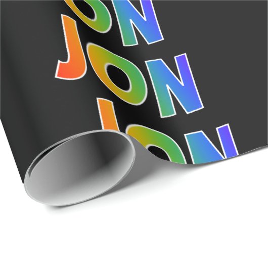 Rainbow Vorname "JON"; Fun & Colorful Geschenkpapier (Rolleneckpunkt)