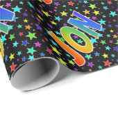 Rainbow Vorname "JON" + Sterne Geschenkpapier (Rolleneckpunkt)