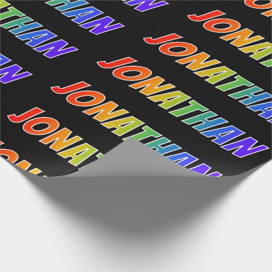Rainbow Vorname "JONATHAN"; Fun & Colorful Geschenkpapier (Ecke)
