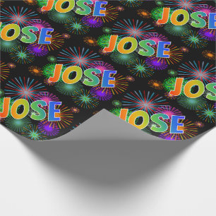 Rainbow Vorname "JOSE" + Feuerwerk Geschenkpapier