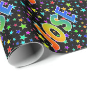 Rainbow Vorname "JOSE" + Sterne Geschenkpapier (Rolleneckpunkt)