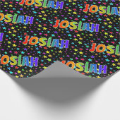 Rainbow Vorname "JOSIAH" + Sterne Geschenkpapier (Ecke)