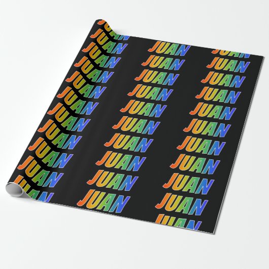 Rainbow Vorname "JUAN"; Fun & Colorful Geschenkpapier (Ungerollt)