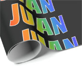 Rainbow Vorname "JUAN"; Fun & Colorful Geschenkpapier (Rolleneckpunkt)