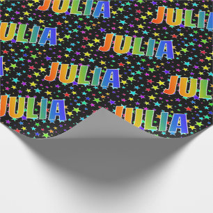 Rainbow Vorname "JULIA" + Sterne Geschenkpapier