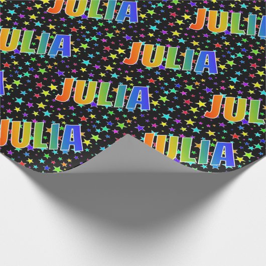 Rainbow Vorname "JULIA" + Sterne Geschenkpapier (Ecke)