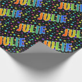 Rainbow Vorname "JULIE" + Sterne Geschenkpapier (Ecke)