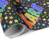 Rainbow Vorname "KARA" + Sterne Geschenkpapier (Rolleneckpunkt)