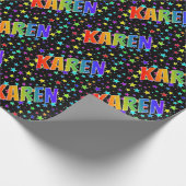 Rainbow Vorname "KAREN" + Sterne Geschenkpapier (Ecke)