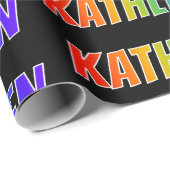 Rainbow Vorname "KATHLEEN"; Fun & Colorful Geschenkpapier (Rolleneckpunkt)