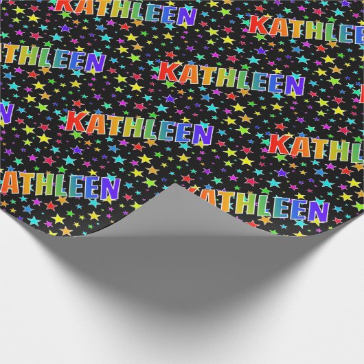 Rainbow Vorname "KATHLEEN" + Sterne Geschenkpapier (Ecke)