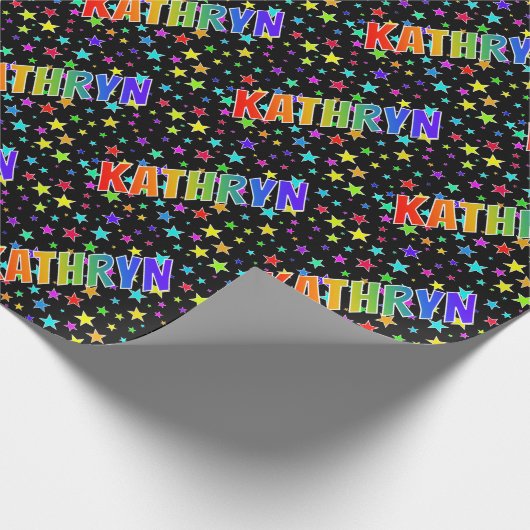 Rainbow Vorname "KATHRYN" + Sterne Geschenkpapier (Ecke)