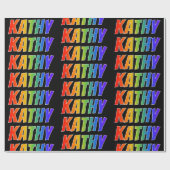 Rainbow Vorname "KATHY"; Fun & Colorful Geschenkpapier (Flach)
