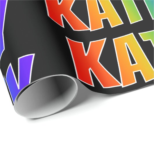 Rainbow Vorname "KATHY"; Fun & Colorful Geschenkpapier (Rolleneckpunkt)