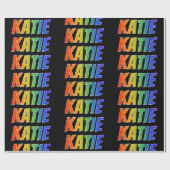 Rainbow Vorname "KATIE"; Fun & Colorful Geschenkpapier (Flach)