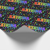 Rainbow Vorname "KATRINA" + Sterne Geschenkpapier (Ecke)