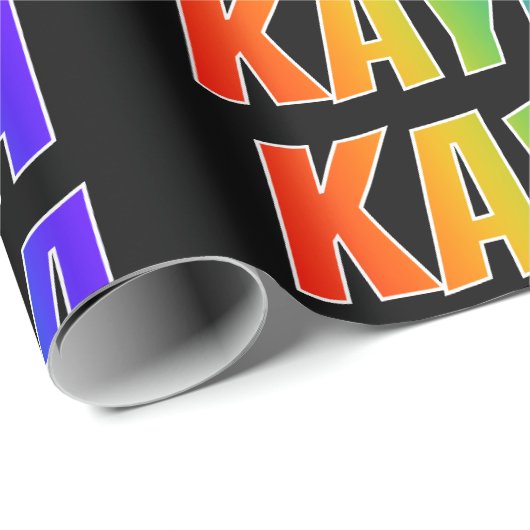 Rainbow Vorname "KAYLA"; Fun & Colorful Geschenkpapier (Rolleneckpunkt)