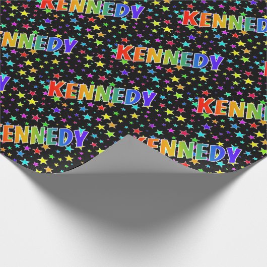 Rainbow Vorname "KENNEDY" + Sterne Geschenkpapier (Ecke)