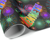 Rainbow Vorname "KENNETH" + Fireworks Geschenkpapier (Rolleneckpunkt)
