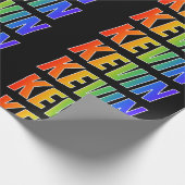 Rainbow Vorname "KEVIN"; Fun & Colorful Geschenkpapier (Ecke)