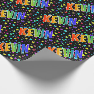 Rainbow Vorname "KEVIN" + Sterne Geschenkpapier