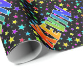 Rainbow Vorname "KEVIN" + Sterne Geschenkpapier (Rolleneckpunkt)