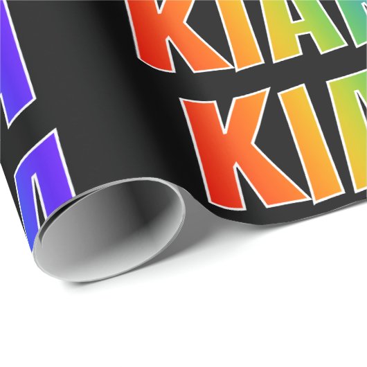 Rainbow Vorname "KIARA"; Fun & Colorful Geschenkpapier (Rolleneckpunkt)