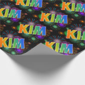 Rainbow Vorname "KIM" + Feuerwerk Geschenkpapier (Ecke)