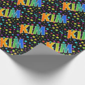 Rainbow Vorname "KIM" + Sterne Geschenkpapier (Ecke)