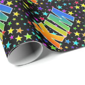Rainbow Vorname "KIM" + Sterne Geschenkpapier (Rolleneckpunkt)