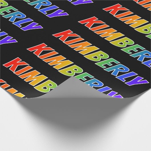 Rainbow Vorname "KIMBERLY"; Fun & Colorful Geschenkpapier (Ecke)