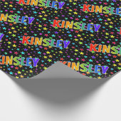 Rainbow Vorname "KINSLEY" + Sterne Geschenkpapier (Ecke)