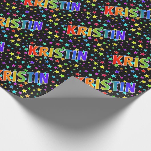 Rainbow Vorname "KRISTIN" + Sterne Geschenkpapier (Ecke)