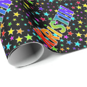 Rainbow Vorname "KRISTIN" + Sterne Geschenkpapier (Rolleneckpunkt)
