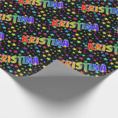 Rainbow Vorname "KRISTINA" + Sterne Geschenkpapier (Ecke)