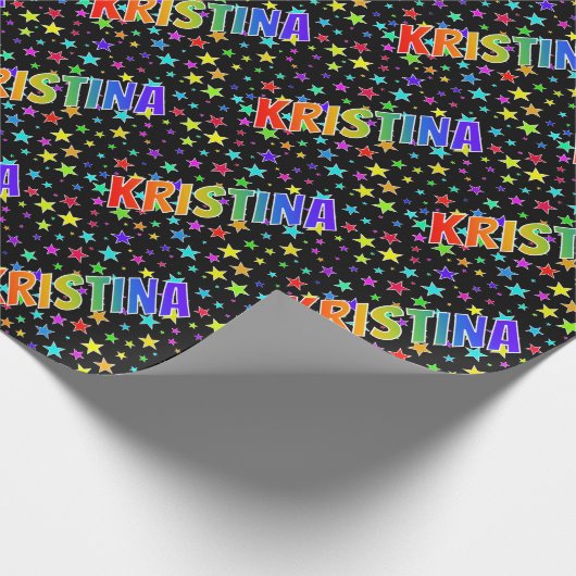 Rainbow Vorname "KRISTINA" + Sterne Geschenkpapier (Ecke)