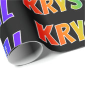 Rainbow Vorname "KRYSTAL"; Fun & Colorful Geschenkpapier (Rolleneckpunkt)