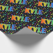 Rainbow Vorname "KYLE" + Sterne Geschenkpapier (Ecke)