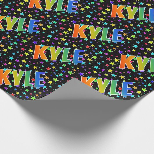 Rainbow Vorname "KYLE" + Sterne Geschenkpapier (Ecke)
